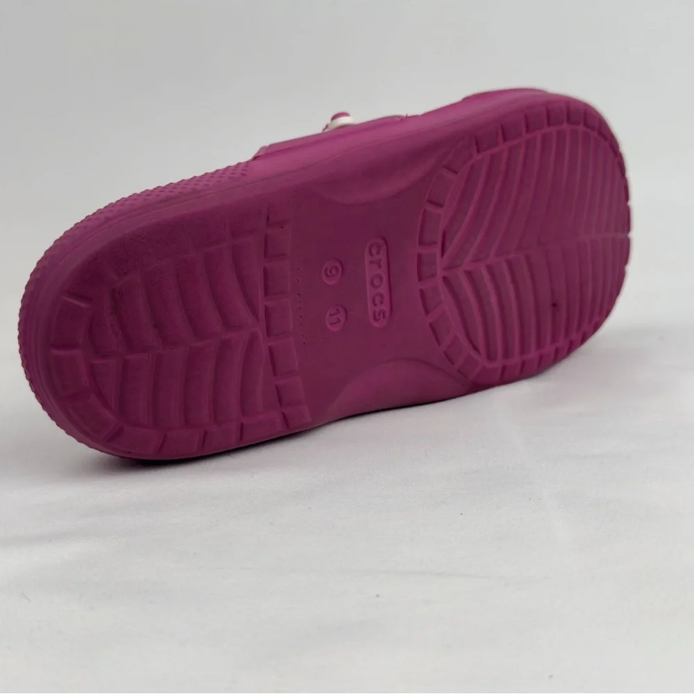Crocs Pink Two-Strap Slide Sandals Sz M9 W11 Magenta Comfort Slip-On